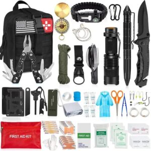 42-Piece Survival First Aid Kit – Essential Emergency Medical & Tactical Gear for Outdoor Adventures, Survival, and Camping