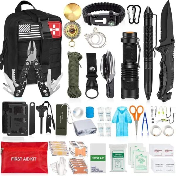 42-Piece Survival First Aid Kit – Essential Emergency Medical & Tactical Gear for Outdoor Adventures, Survival, and Camping