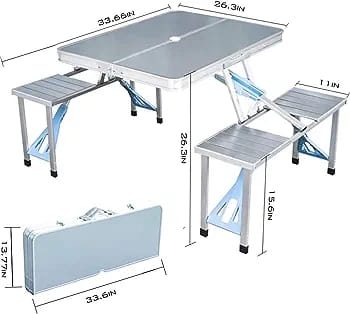 Portable Picnic Table with Chairs – Foldable Outdoor Dining Set for Camping, Hiking & Tactical Use