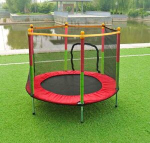 Portable Trampolines – Foldable Red Mini Trampoline with Iron Stand for Tactical Training & Compact Fitness