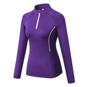 Women Long-Sleeved Breathable Shirt with Front Zip – Lightweight, Quick-Dry, and Comfortable Activewear