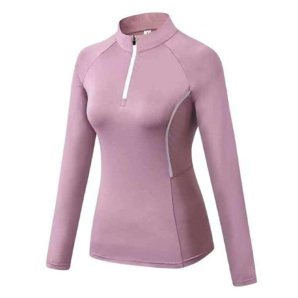 Women Long-Sleeved Breathable Shirt with Front Zip – Lightweight, Quick-Dry, and Comfortable Activewear